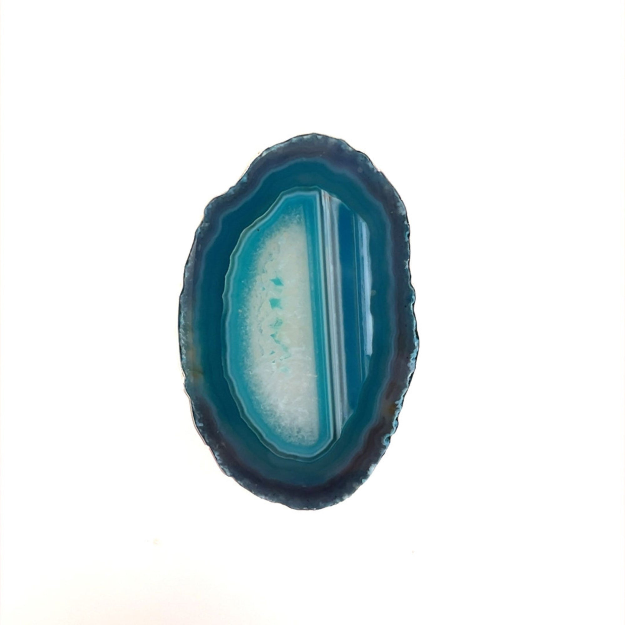 Sterling Silver Teal Agate Slice Ring #2 | Charles Albert Jewelry