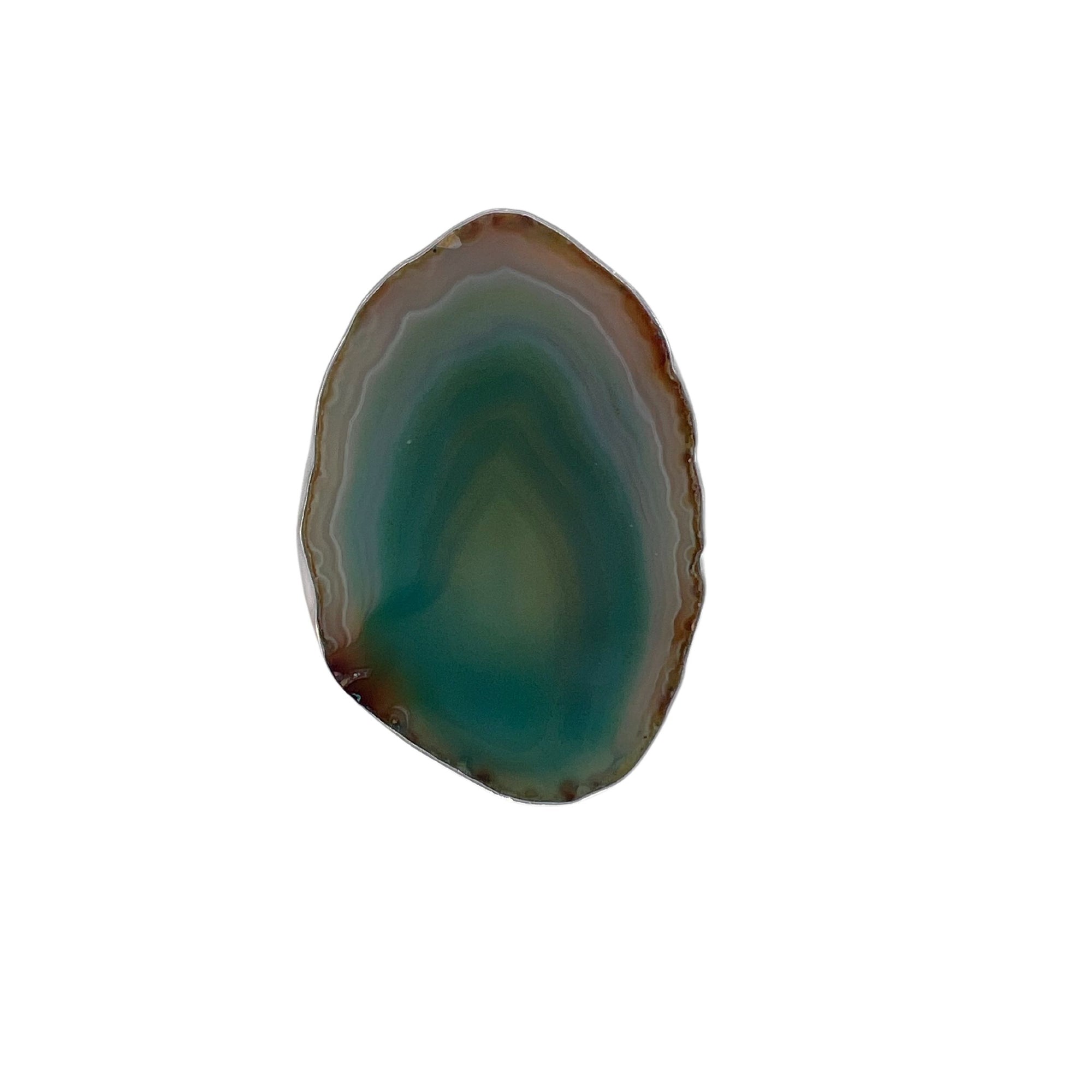 Sterling Silver Green Agate Slice Ring #2 | Charles Albert Jewelry