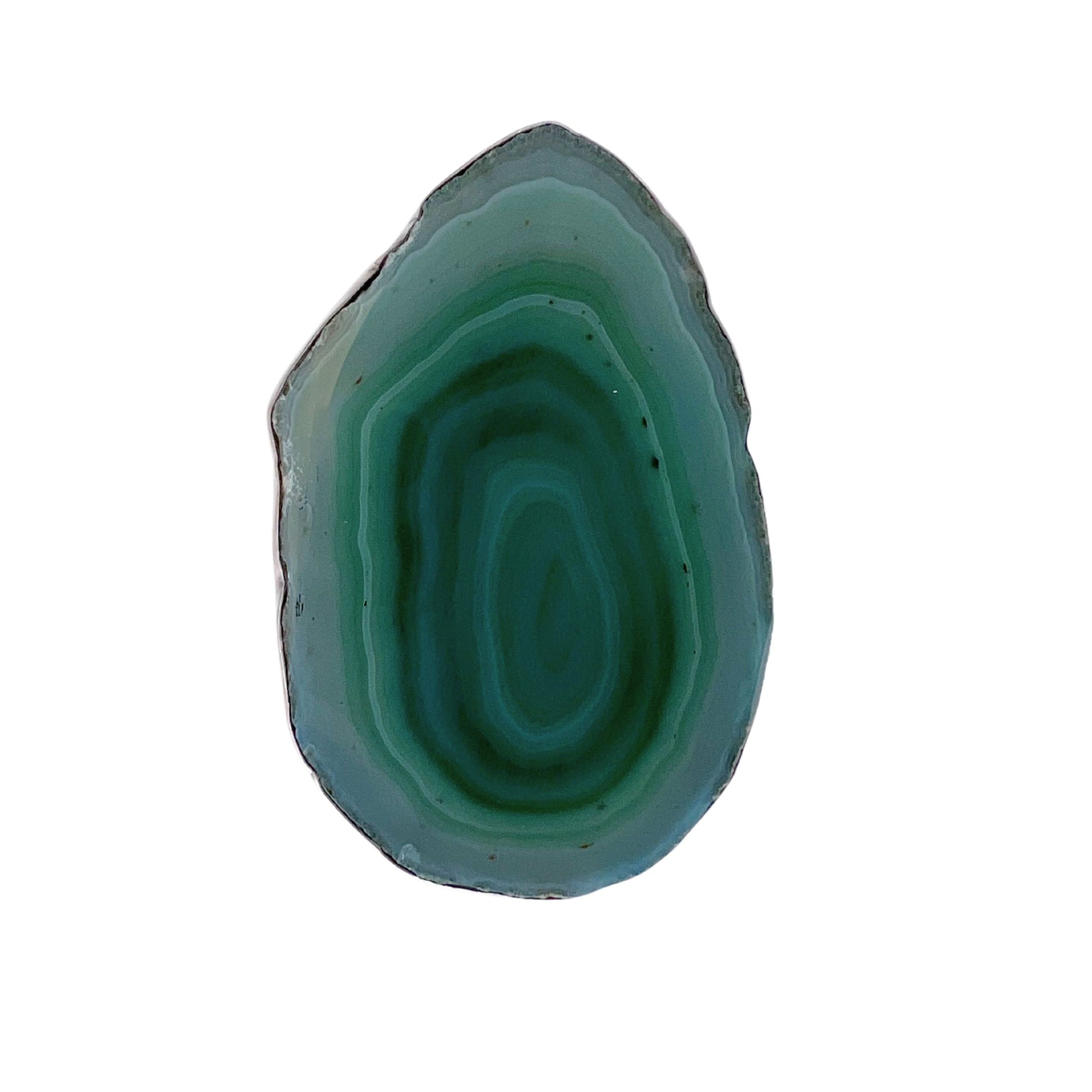 Sterling Silver Green Agate Slice Ring #6 | Charles Albert Jewelry