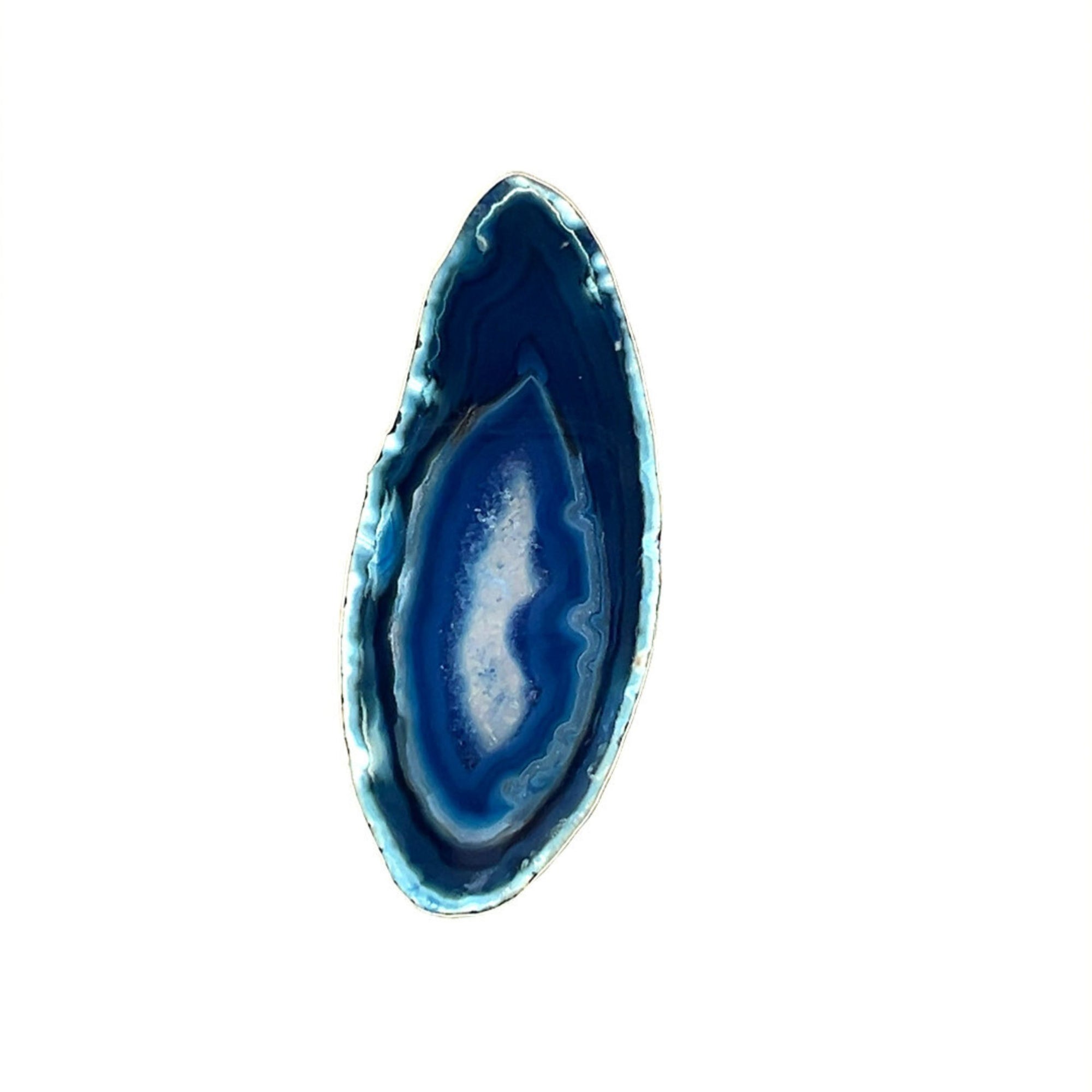 Sterling Silver Blue Agate Slice Ring #11 | Charles Albert Jewelry