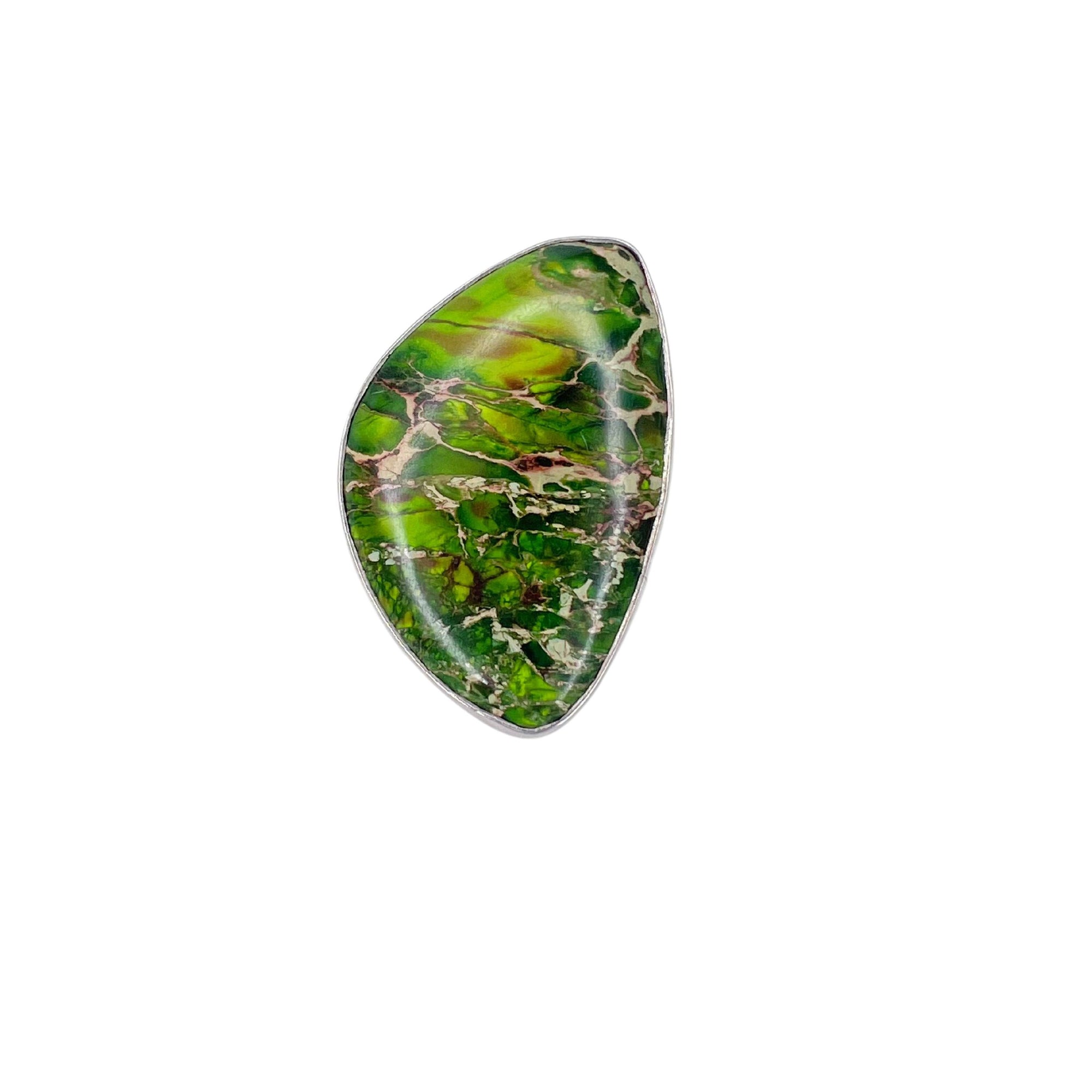 Sterling Silver Green (Large #1) Jasper Adjustable Ring | Charles Albert Jewelry