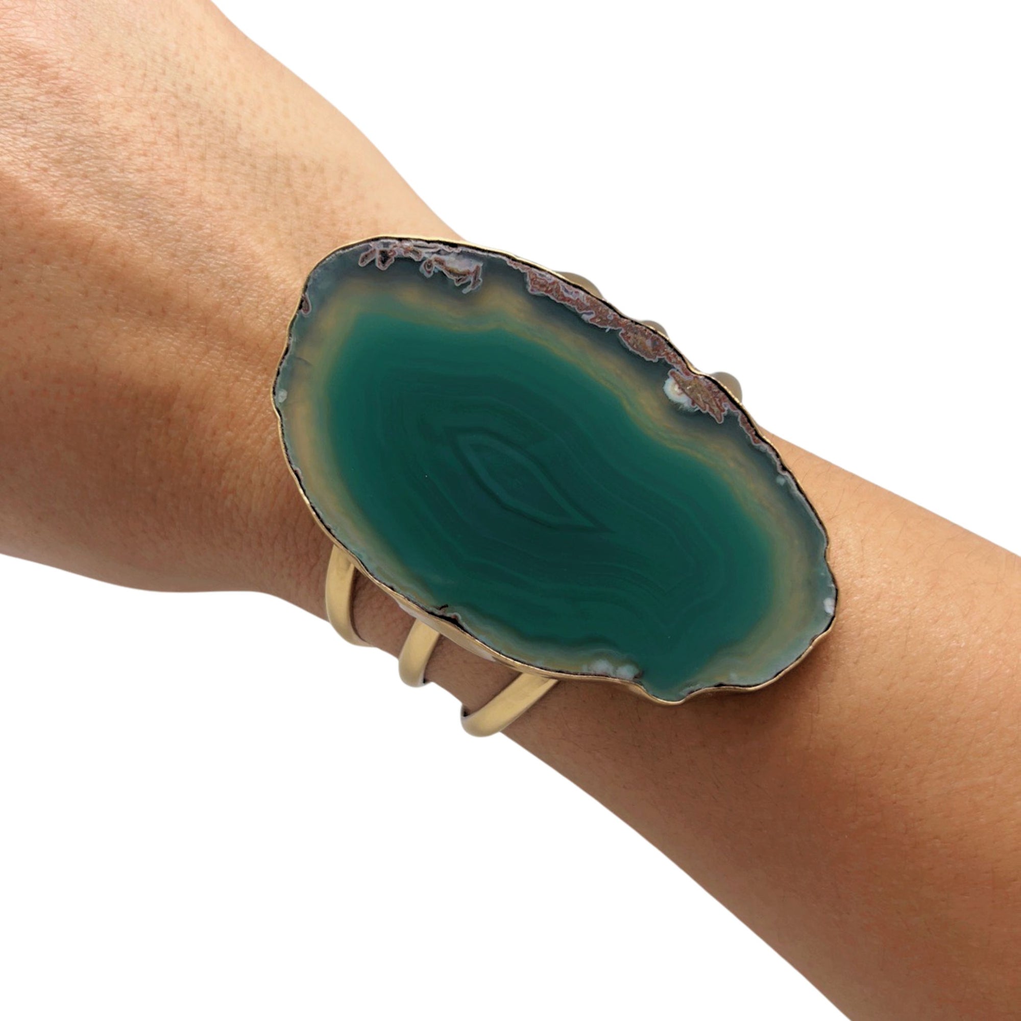 Alchemia Green Agate Slice Multi-Band Cuff | Charles Albert Jewelry