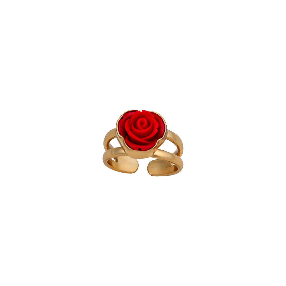 Alchemia Red Resin Rose Adjustable Cuff Ring | Charles Albert Jewelry