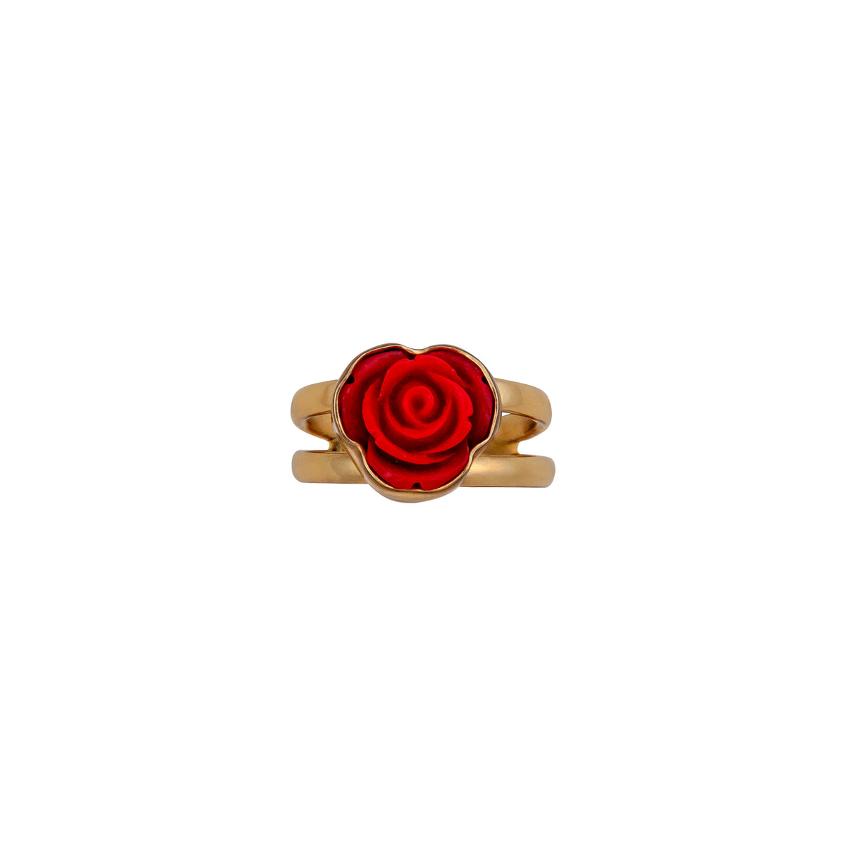 Alchemia Red Resin Rose Adjustable Cuff Ring | Charles Albert Jewelry
