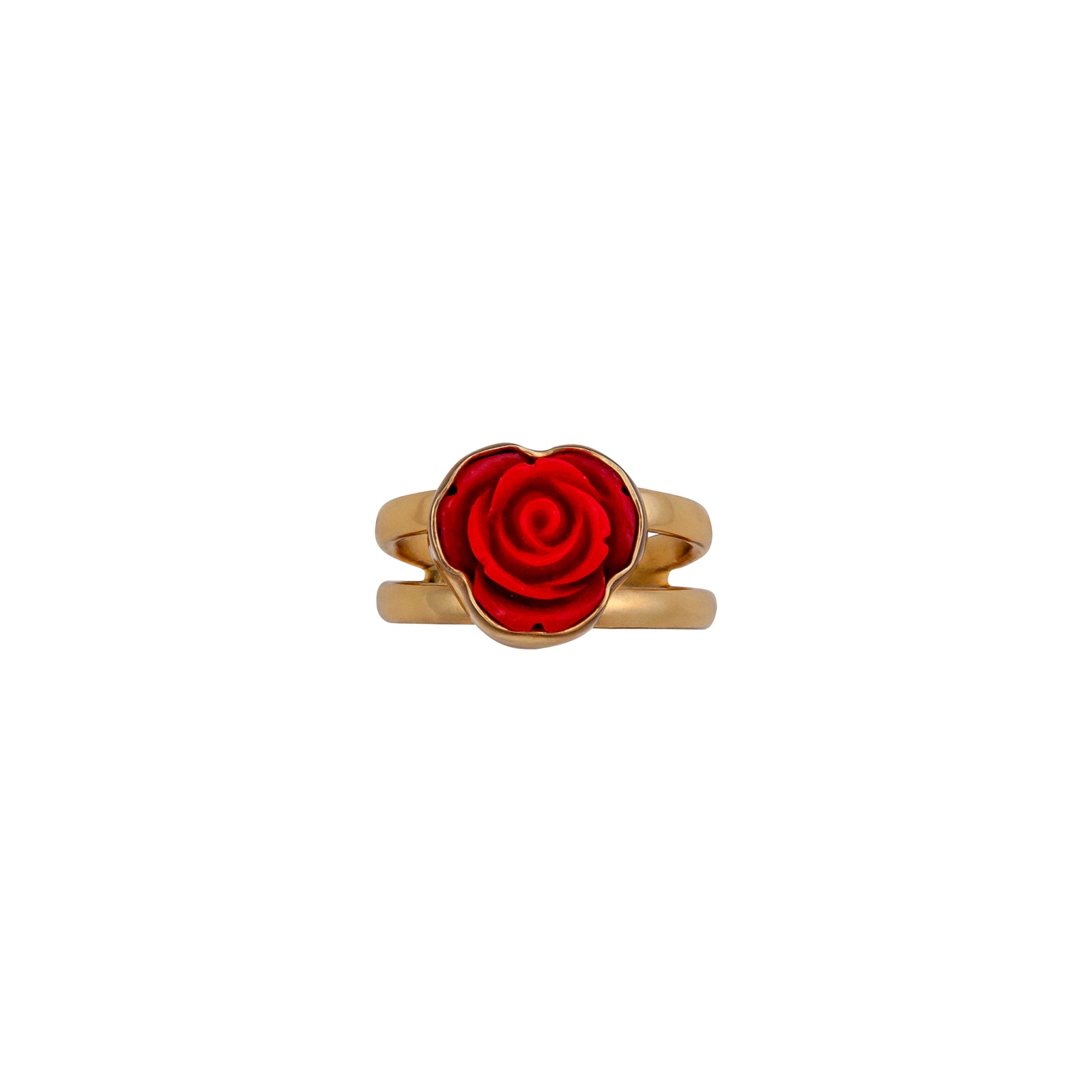 Alchemia Red Resin Rose Adjustable Cuff Ring | Charles Albert Jewelry