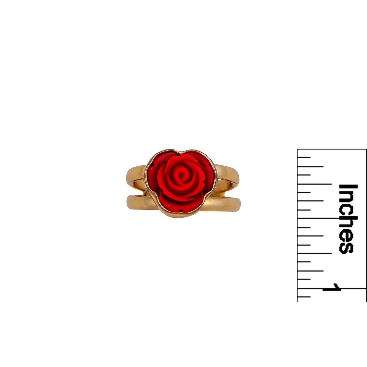 Alchemia Red Resin Rose Adjustable Cuff Ring | Charles Albert Jewelry