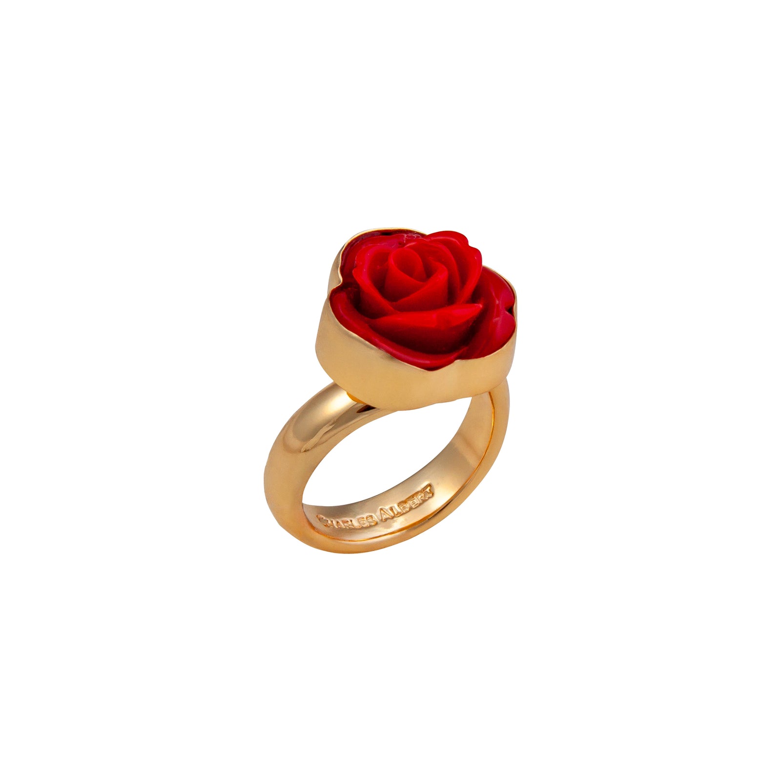 Alchemia Red Resin Rose Adjustable Ring | Charles Albert Jewelry