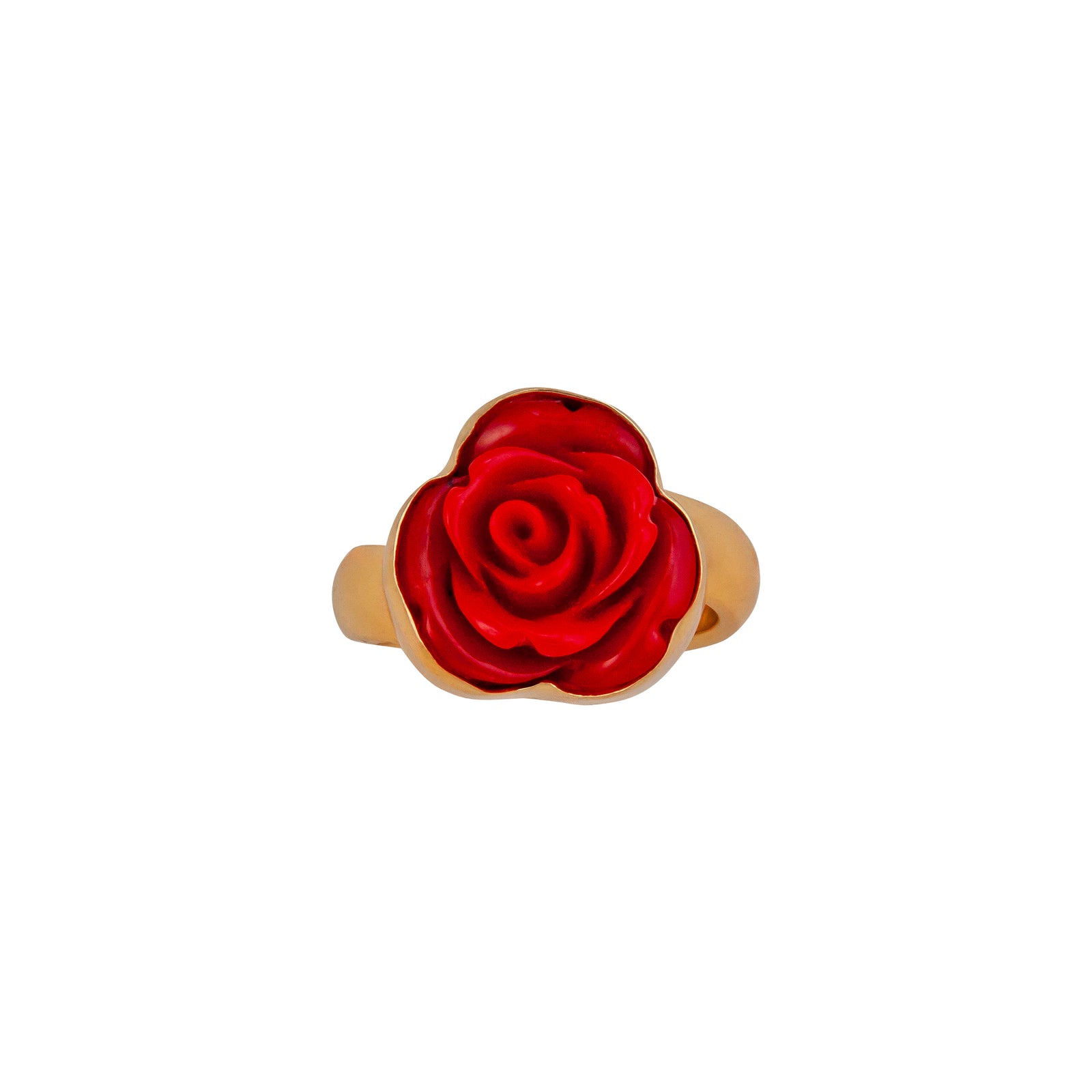 Alchemia Red Resin Rose Adjustable Ring | Charles Albert Jewelry