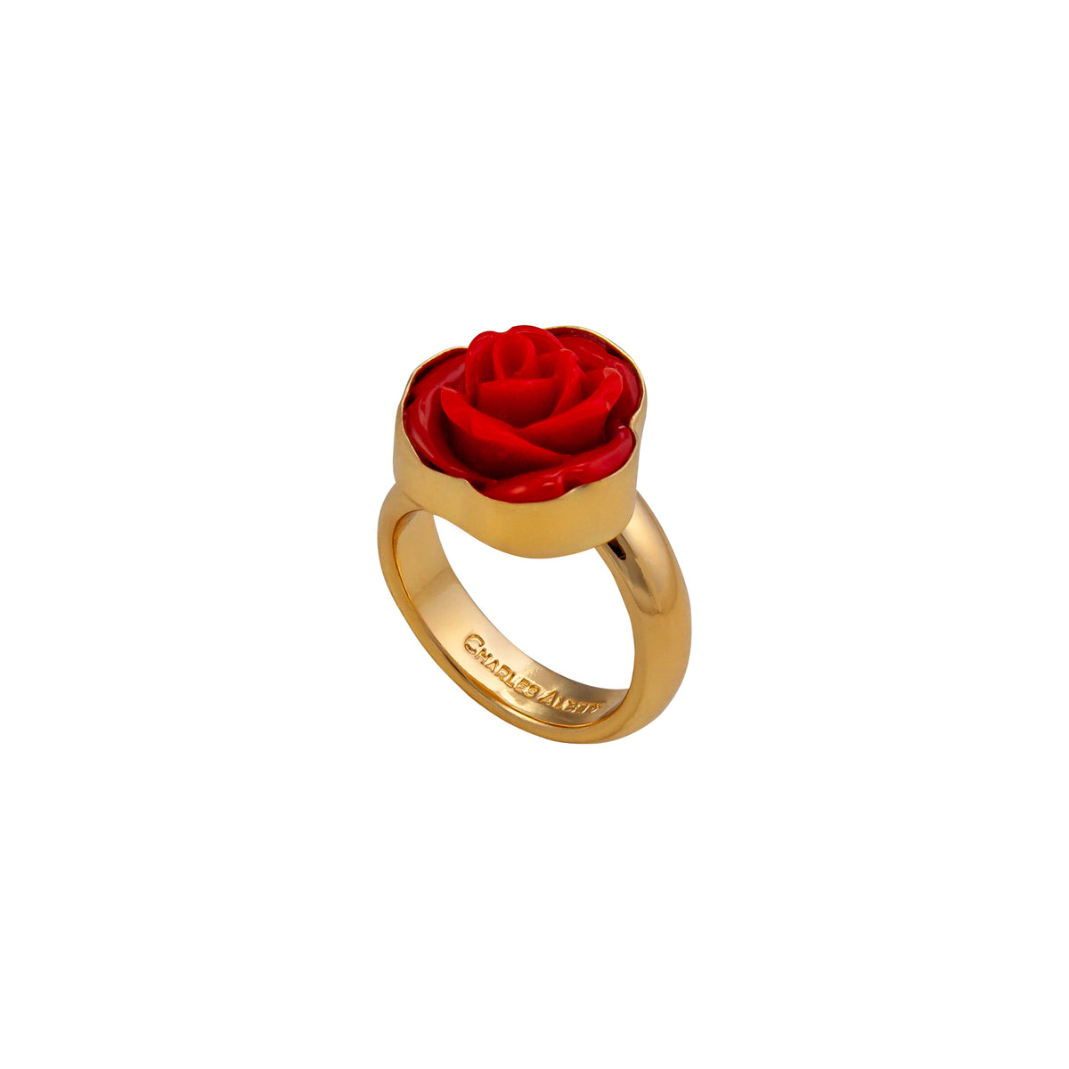 Alchemia Red Resin Rose Adjustable Ring | Charles Albert Jewelry