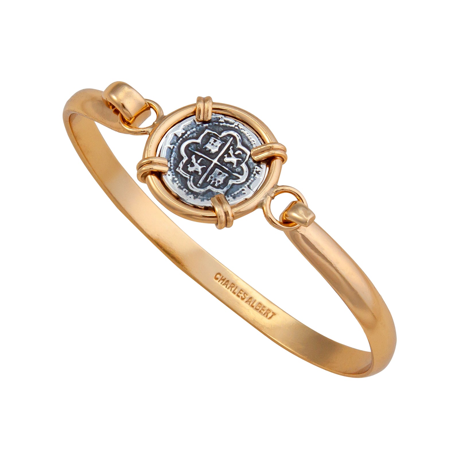 Sterling Silver and Alchemia Replica Spanish Coin Bangle | Charles Albert Jewelry