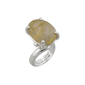 Sterling Silver Rutilated Quartz Prong Set Adjustable Ring | Charles Albert Jewelry