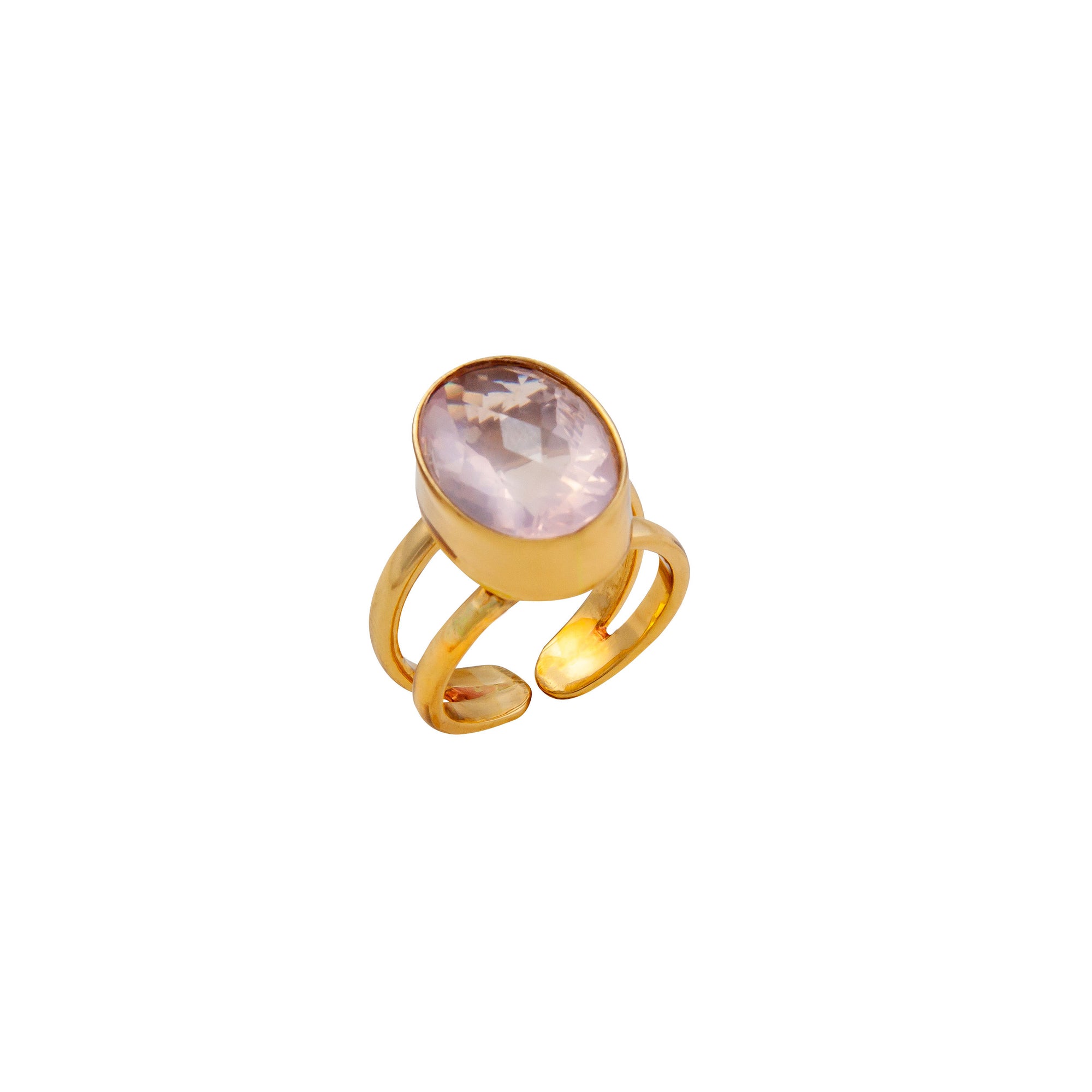 Alchemia Rose Quartz Oval Adjustable Cuff Ring | Charles Albert Jewelry