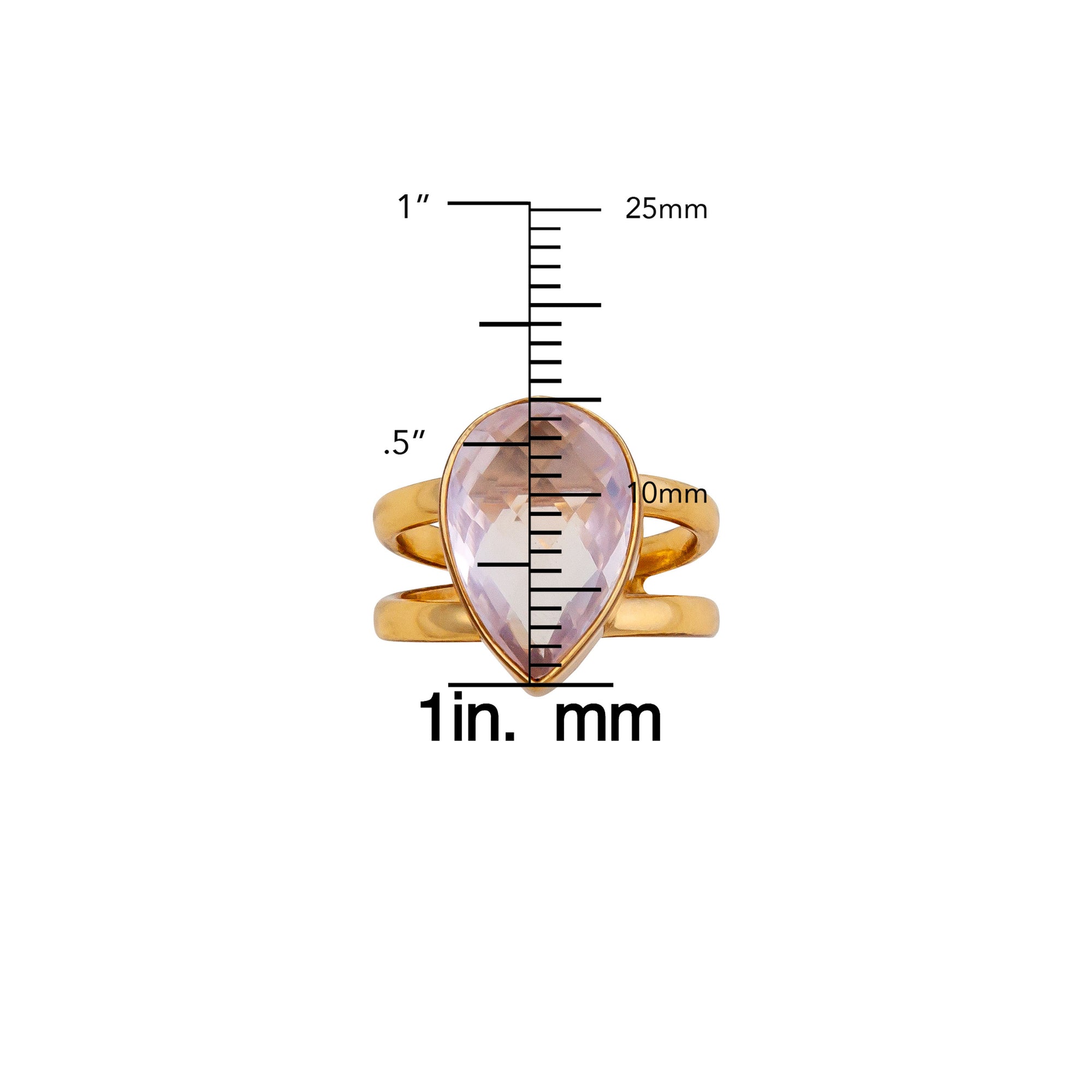Alchemia Rose Quartz Teardrop Adjustable Cuff Ring | Charles Albert Jewelry