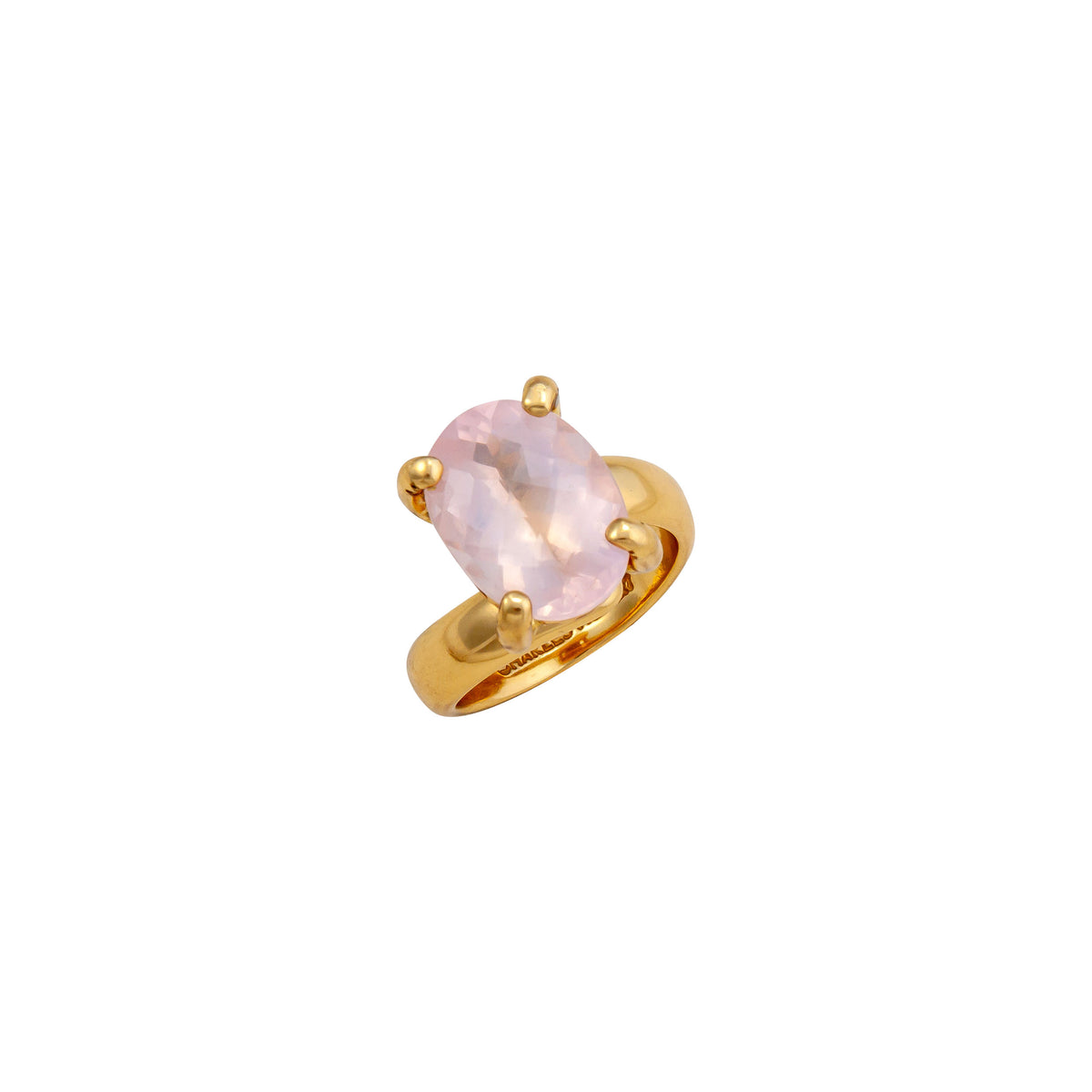 Alchemia Rose Quartz Oval Prong Set Adjustable Ring | Charles Albert Jewelry