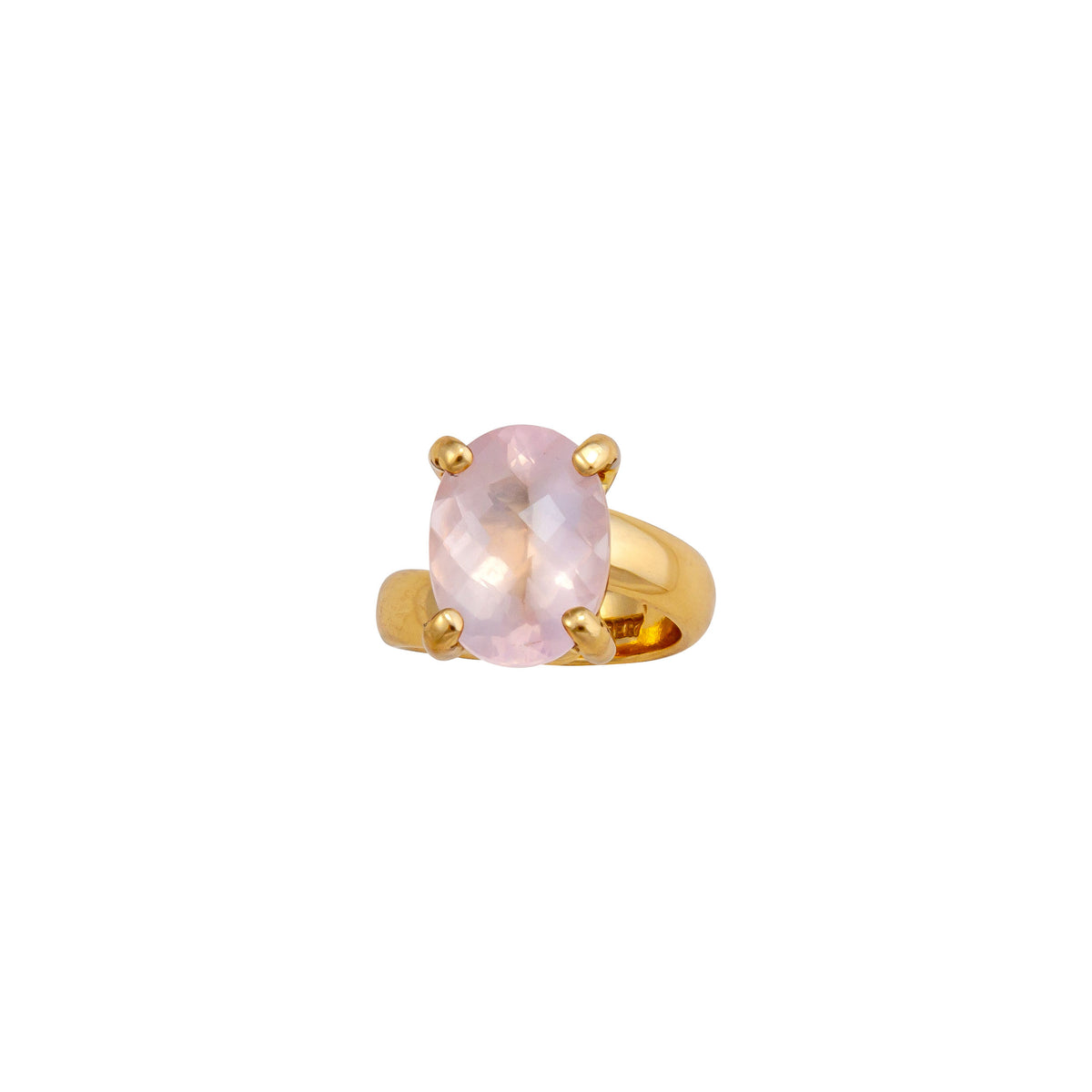 Alchemia Rose Quartz Oval Prong Set Adjustable Ring | Charles Albert Jewelry
