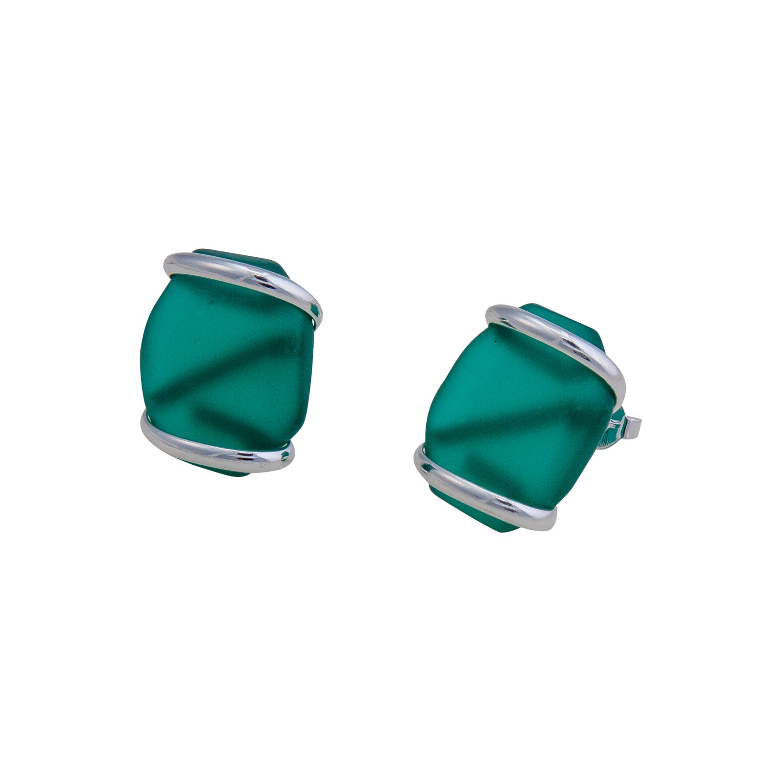 Mint Pompano Beach Glass Freeform Post Earring | Charles Albert Jewelry