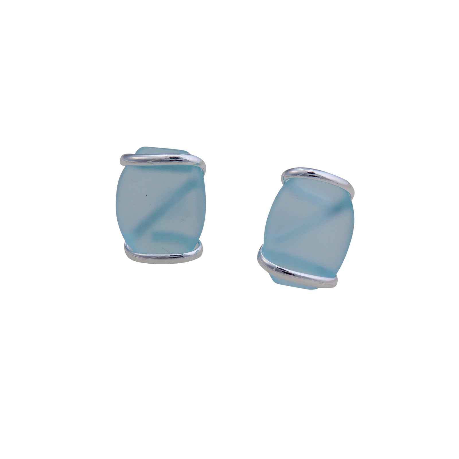 Aqua Pompano Beach Glass Freeform Post Earring | Charles Albert Jewelry