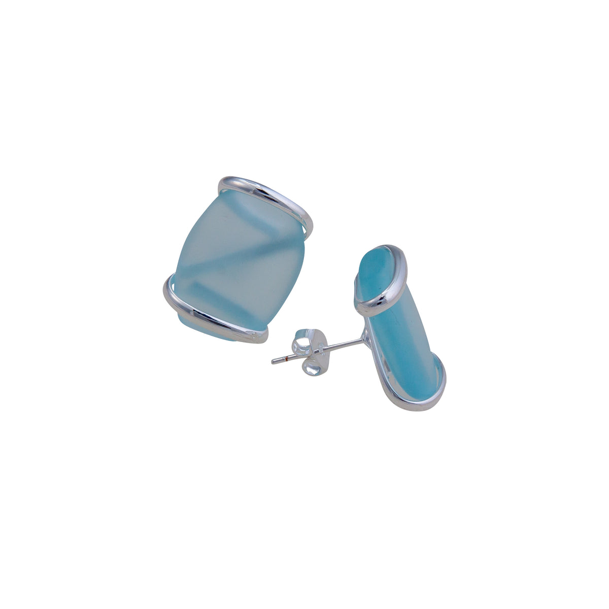 Aqua Pompano Beach Glass Freeform Post Earring | Charles Albert Jewelry