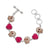 Sterling Silver Bone Skull and Pink Rose Bracelet - Charles Albert Jewelry