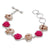 Sterling Silver Bone Skull and Pink Rose Bracelet - Charles Albert Jewelry
