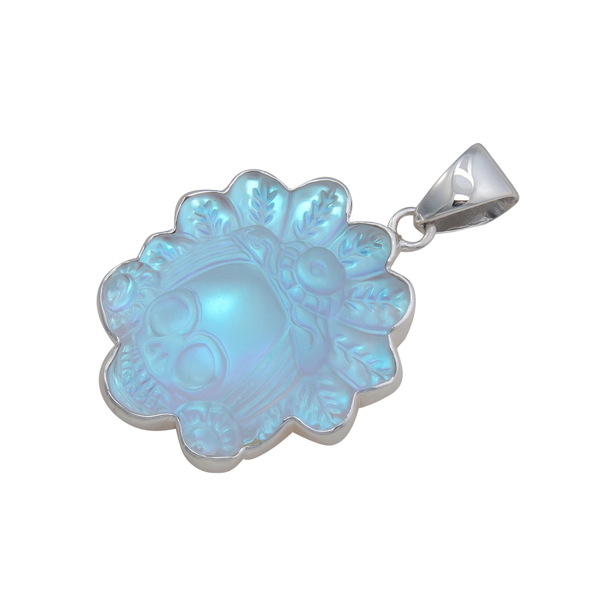 Sterling Silver Luminite Headdress Skull Pendant | Charles Albert Jewelry