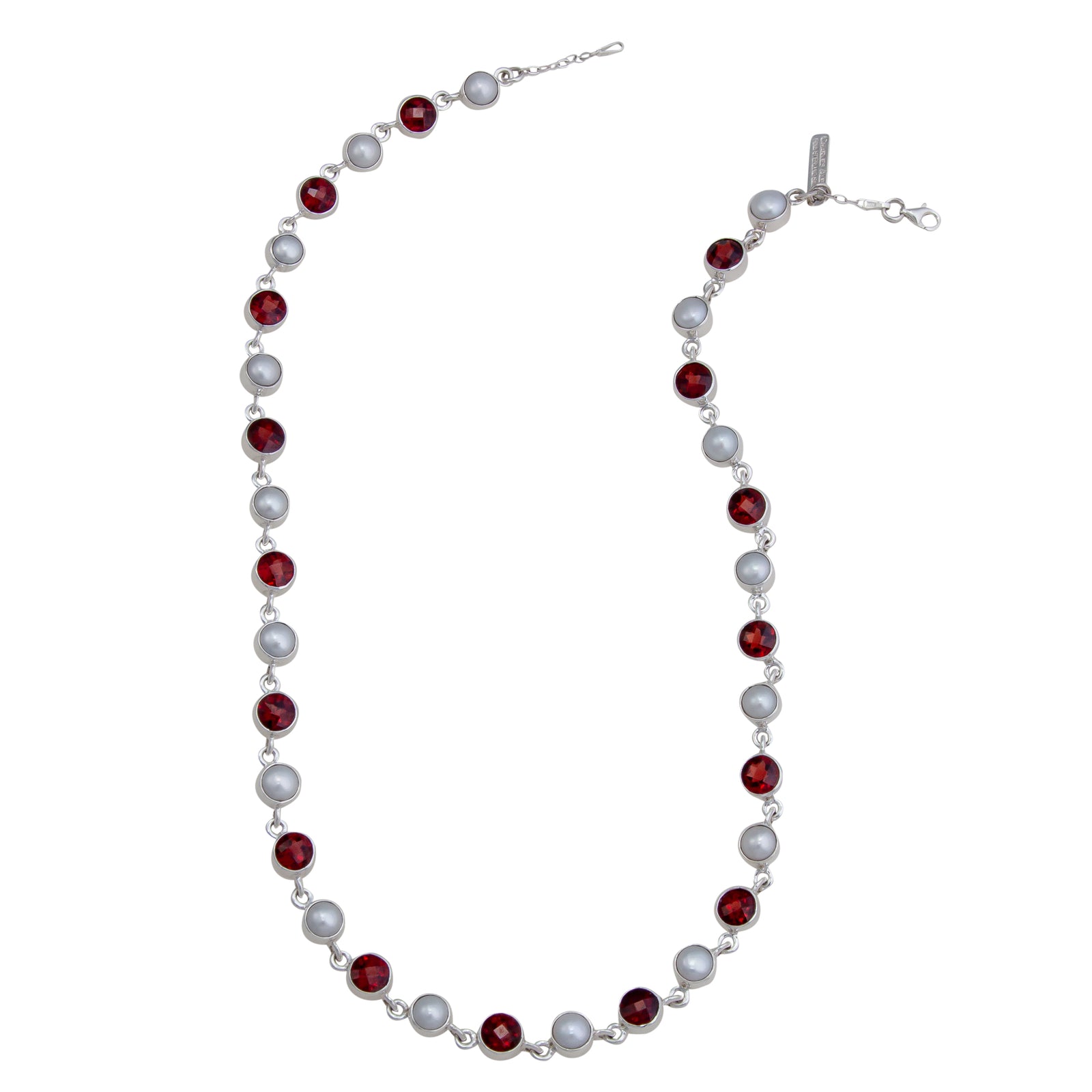 Sterling Silver Garnet and Pearl Necklace | Charles Albert Jewelry