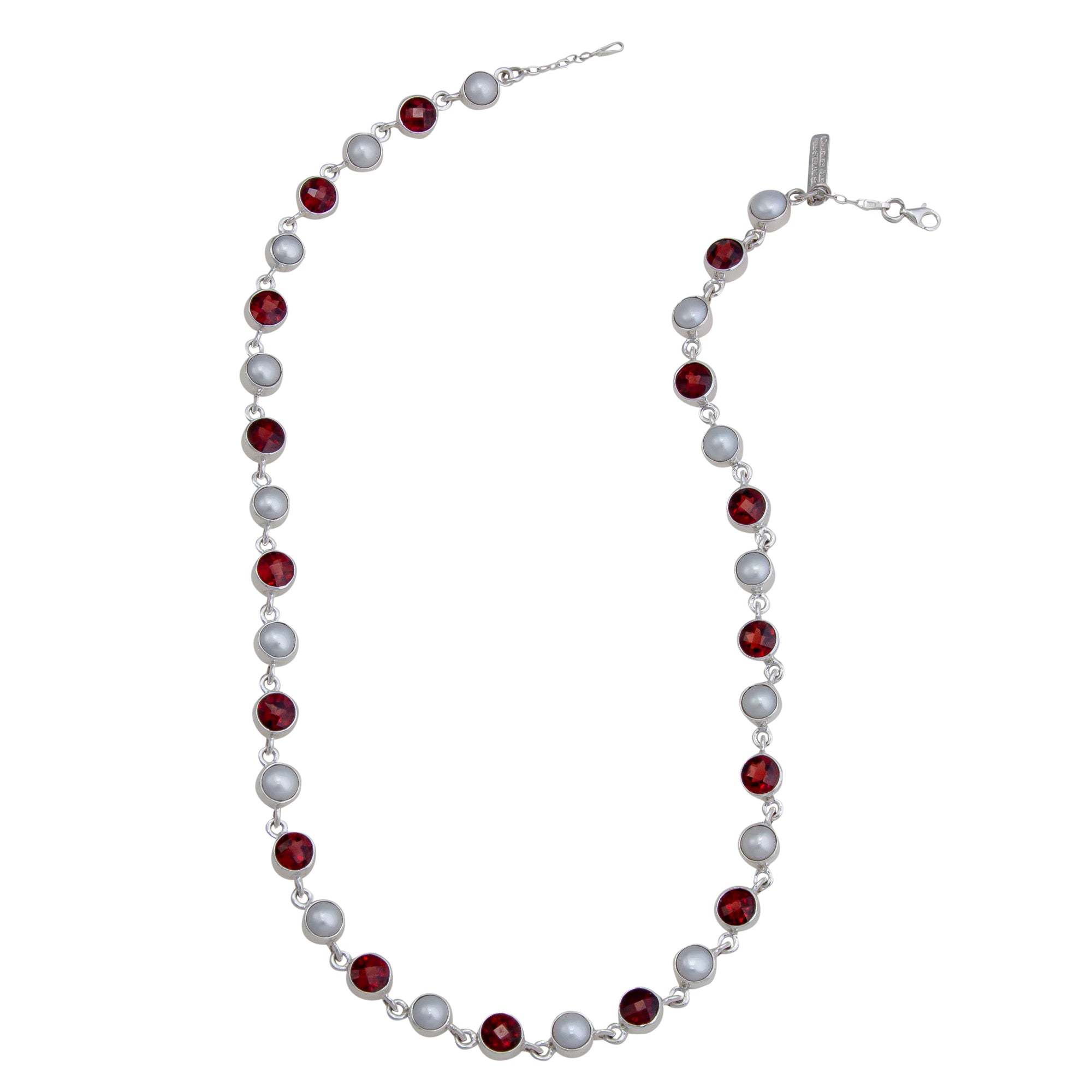 Sterling Silver Garnet and Pearl Necklace | Charles Albert Jewelry