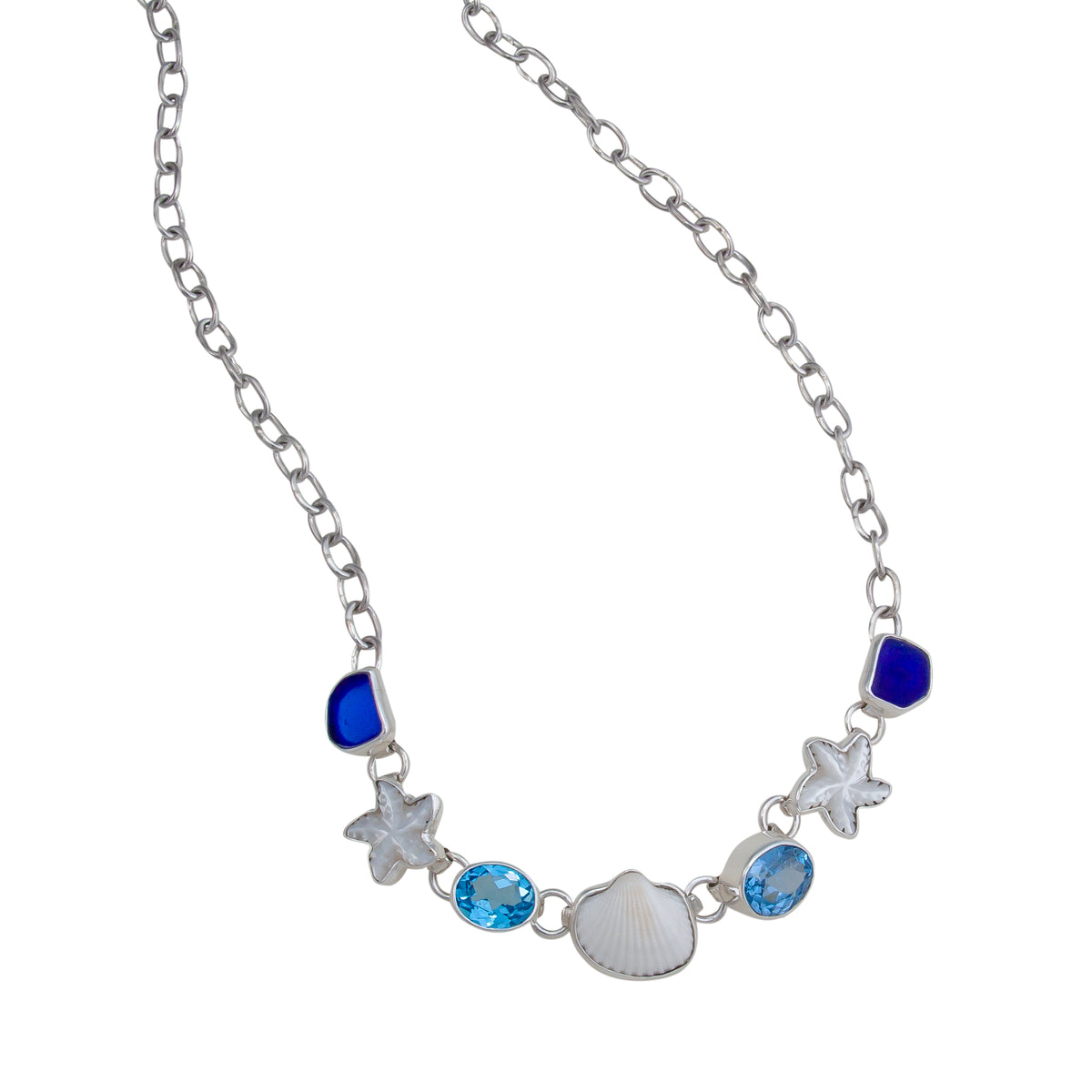 Sterling Silver Blue Ocean Breeze Necklace | Charles Albert Jewelry