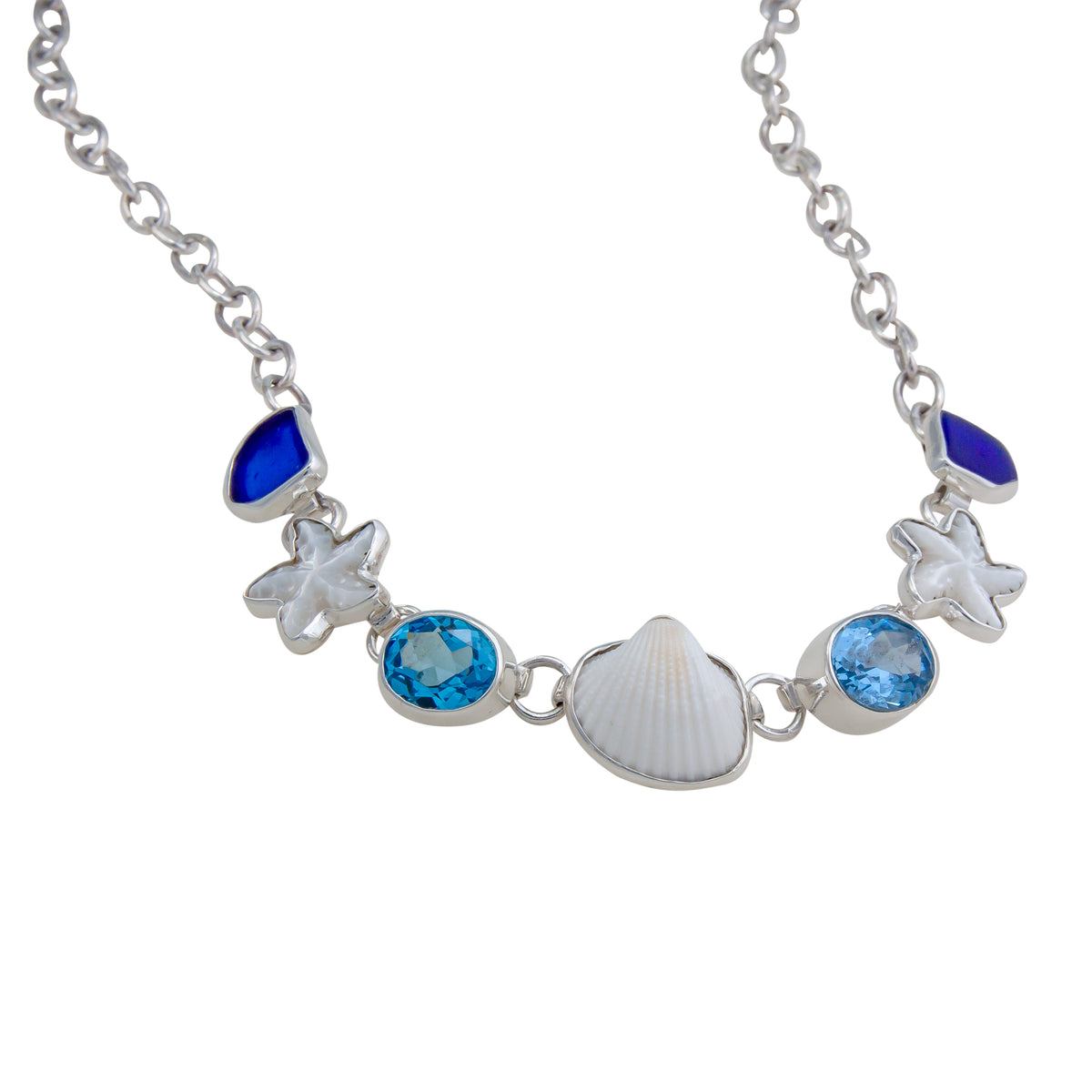 Sterling Silver Blue Ocean Breeze Necklace | Charles Albert Jewelry