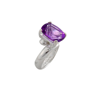Sterling Silver Amethyst Prong Set Ring | Charles Albert Jewelry