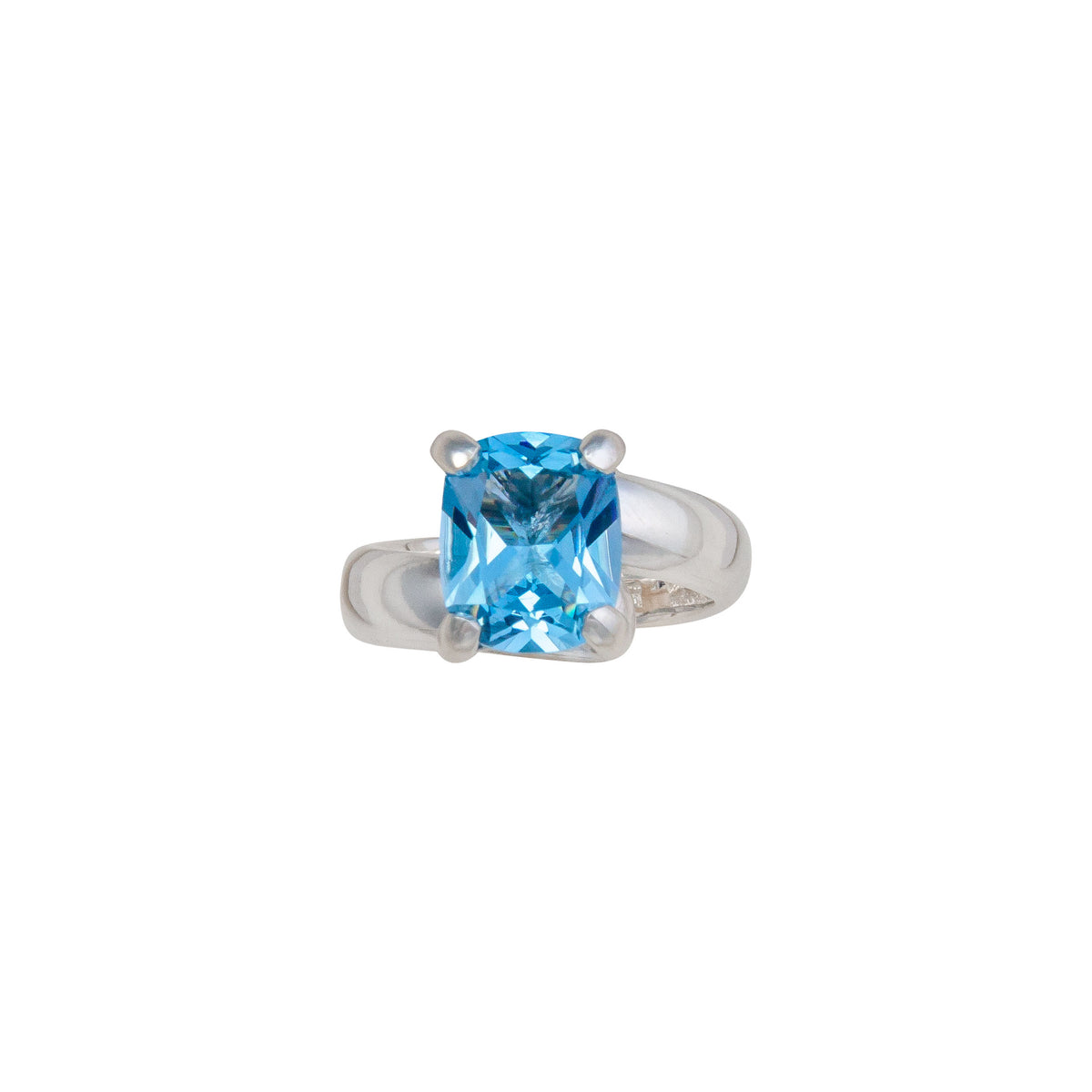 Sterling Silver Blue Topaz Azul Prong Set Adjustable Ring | Charles Albert Jewelry