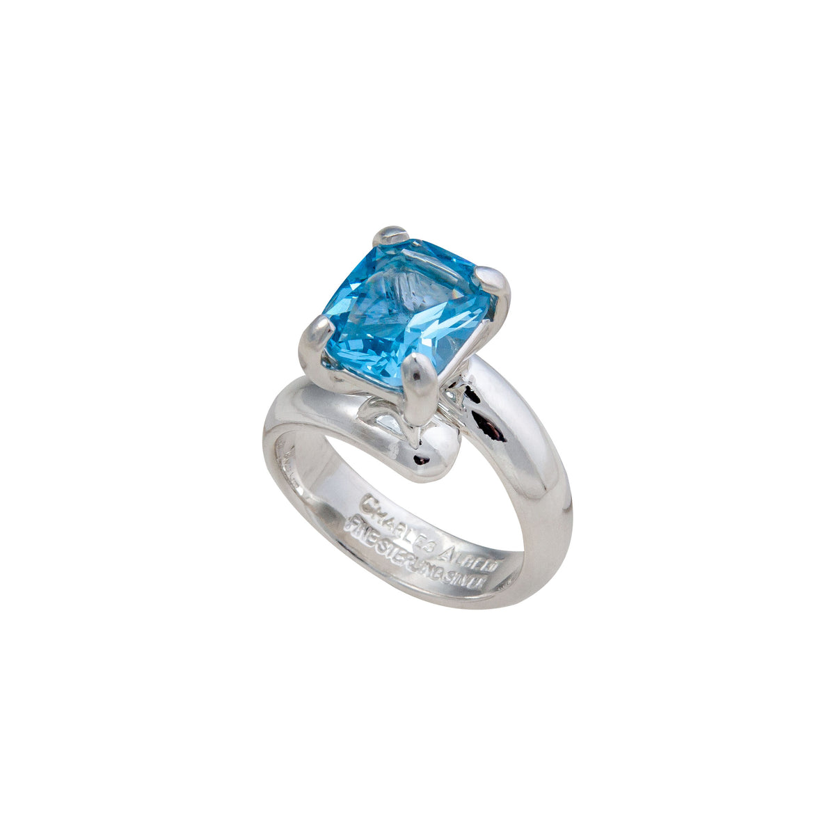 Sterling Silver Blue Topaz Azul Prong Set Adjustable Ring | Charles Albert Jewelry