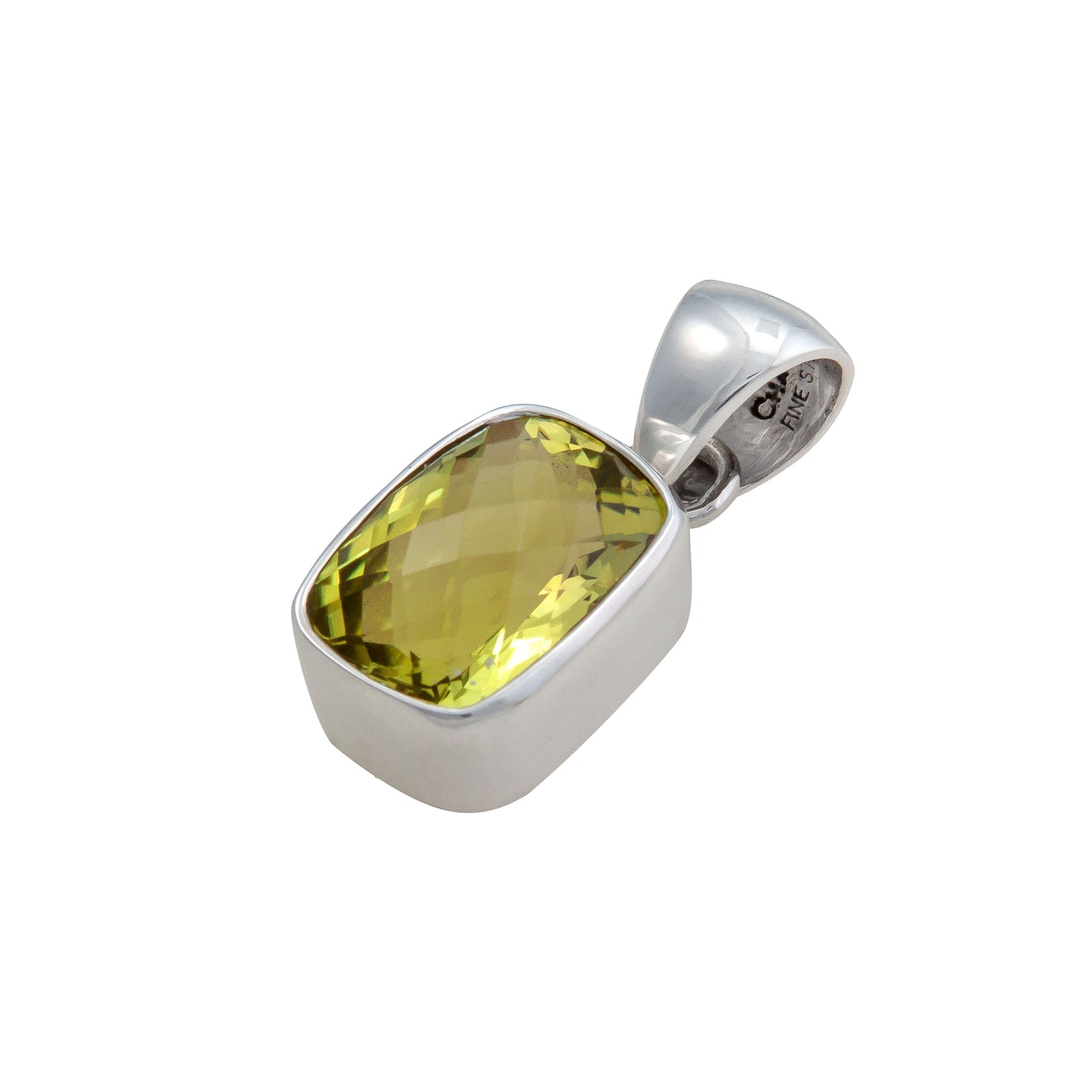 Sterling Silver Citrine Rectangle Pendant | Charles Albert Jewelry