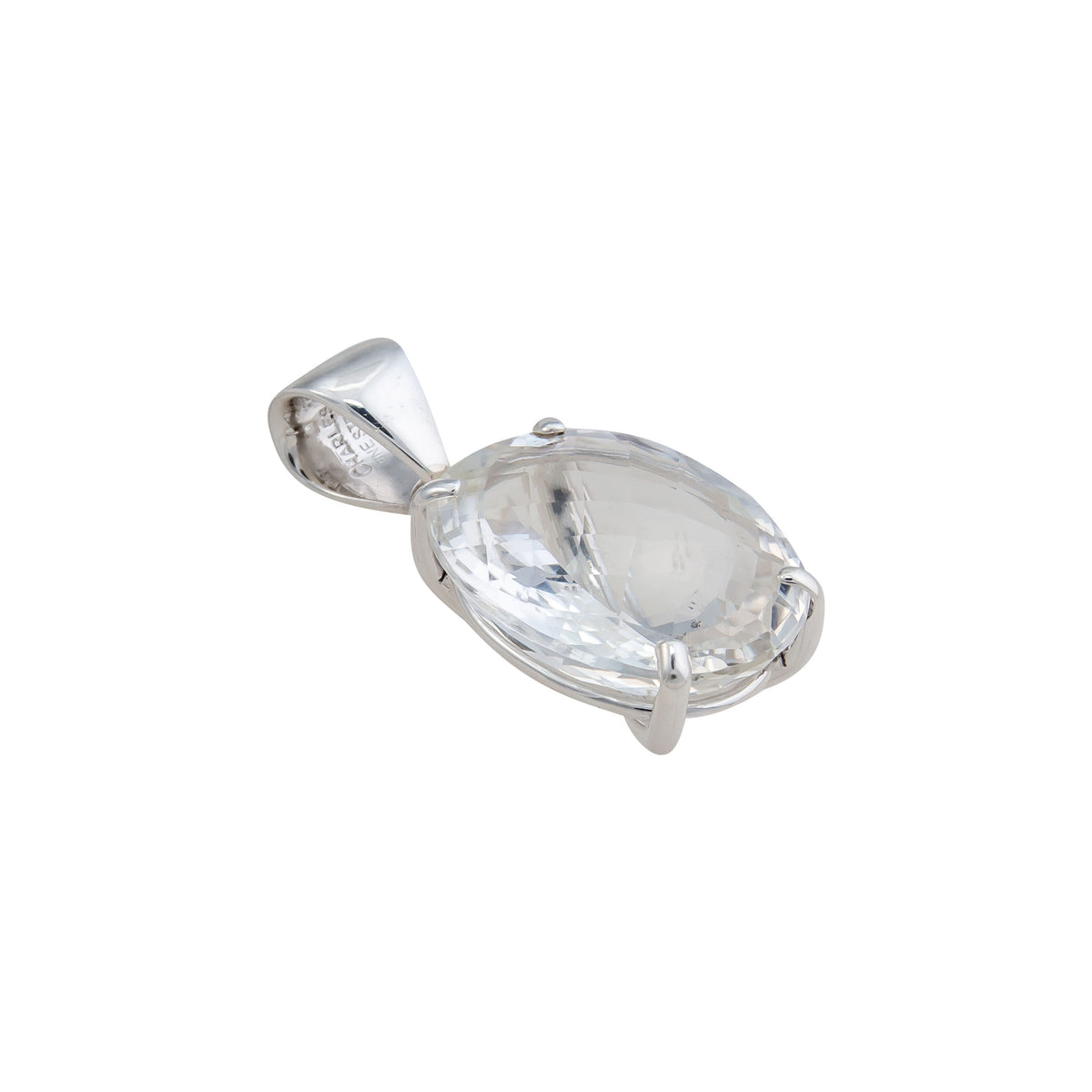 Sterling Silver Clear Quartz Prong Set Pendant | Charles Albert Jewelry