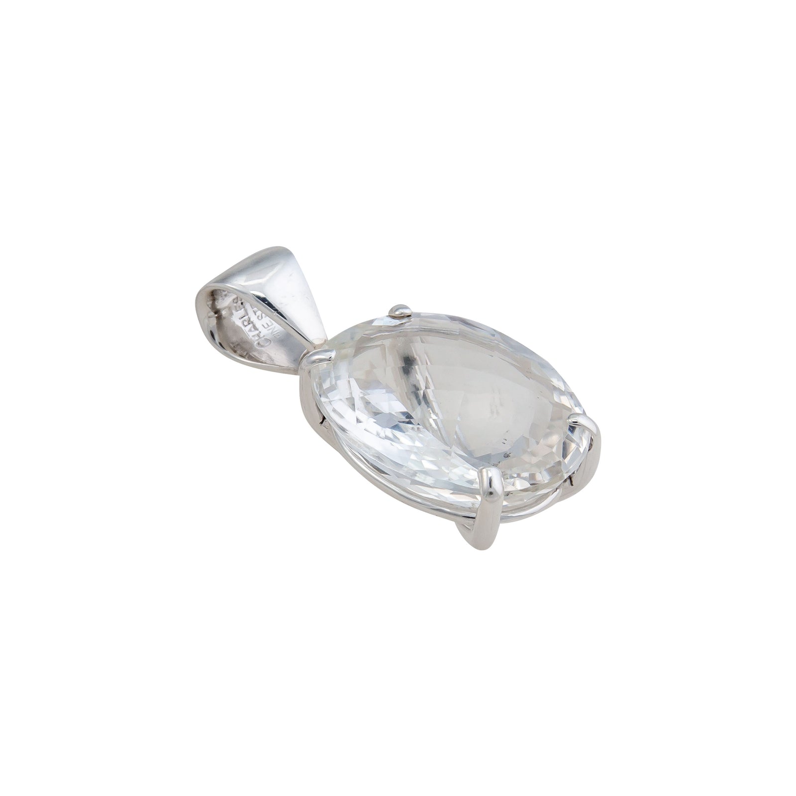 Sterling Silver Clear Quartz Prong Set Pendant | Charles Albert Jewelry