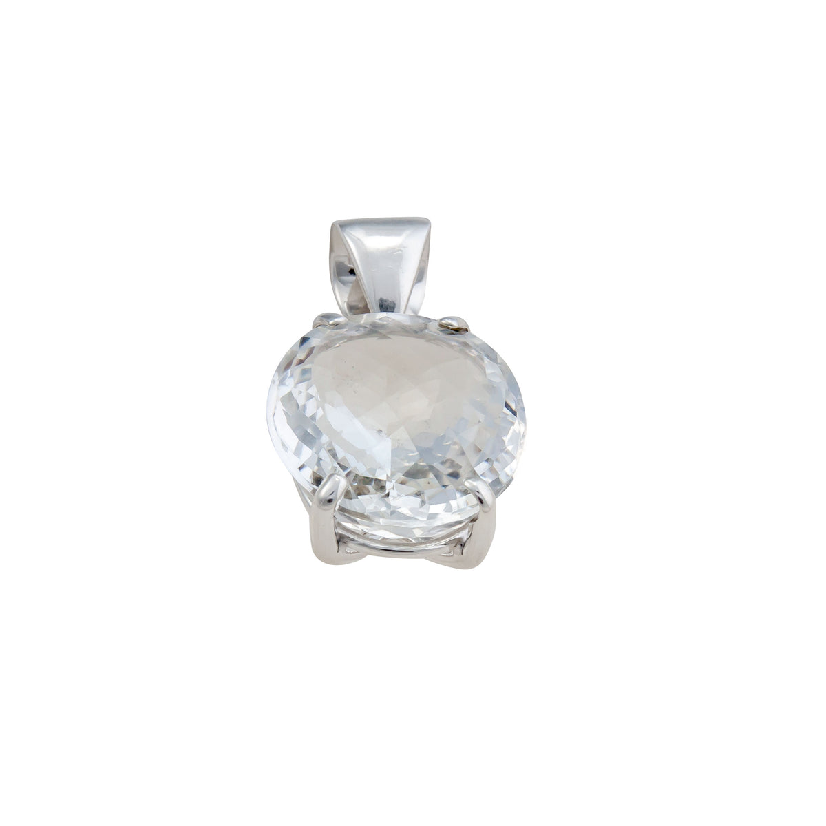 Sterling Silver Clear Quartz Prong Set Pendant | Charles Albert Jewelry