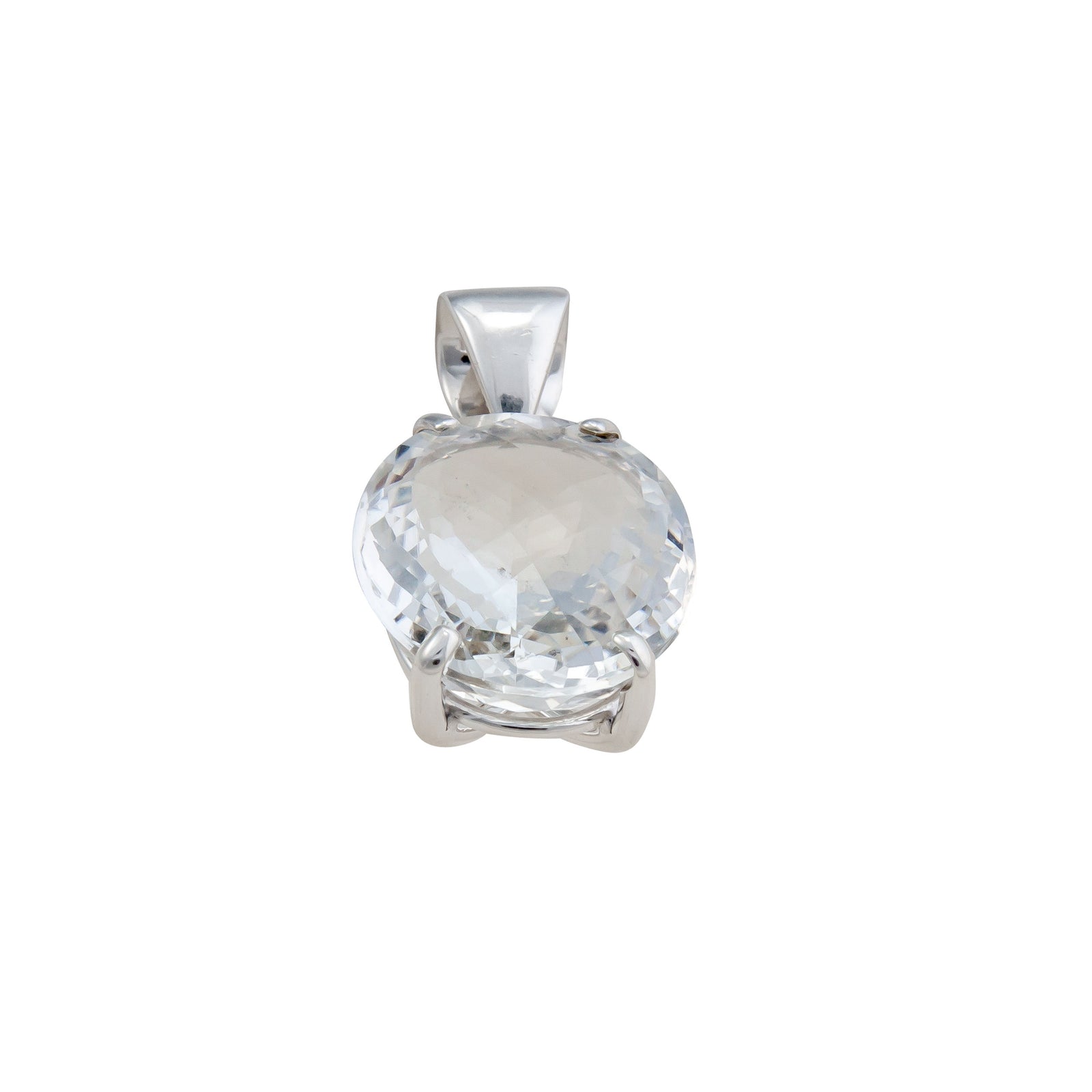 Sterling Silver Clear Quartz Prong Set Pendant | Charles Albert Jewelry
