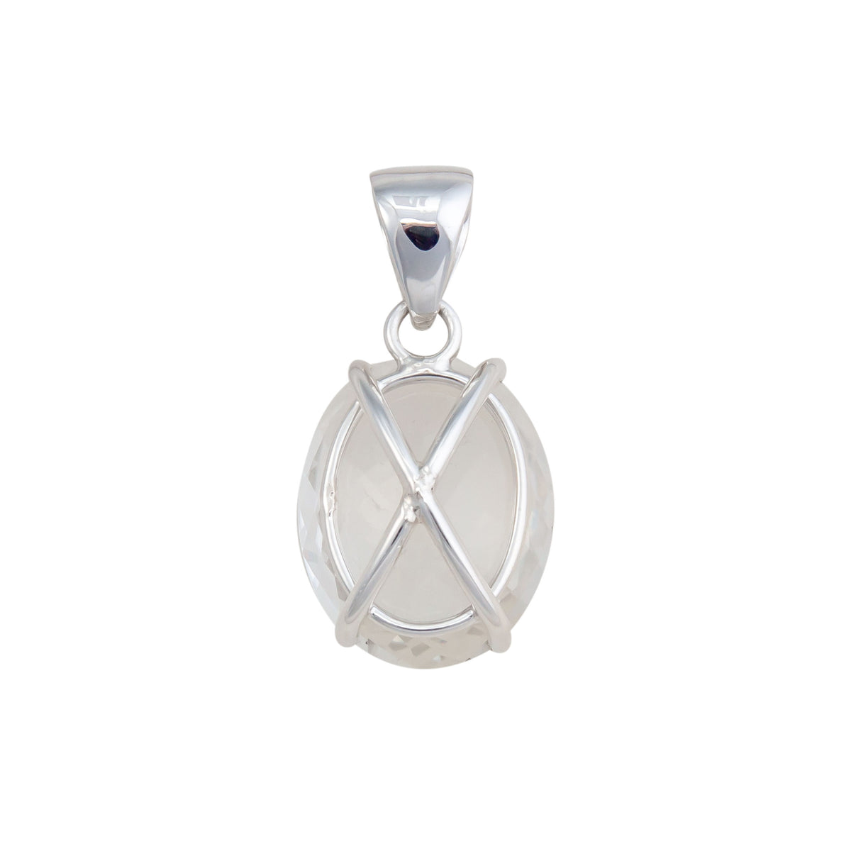 Sterling Silver Clear Quartz Prong Set Pendant | Charles Albert Jewelry