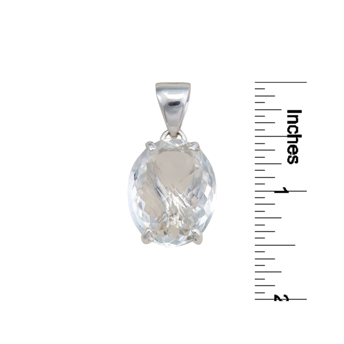 Sterling Silver Clear Quartz Prong Set Pendant | Charles Albert Jewelry