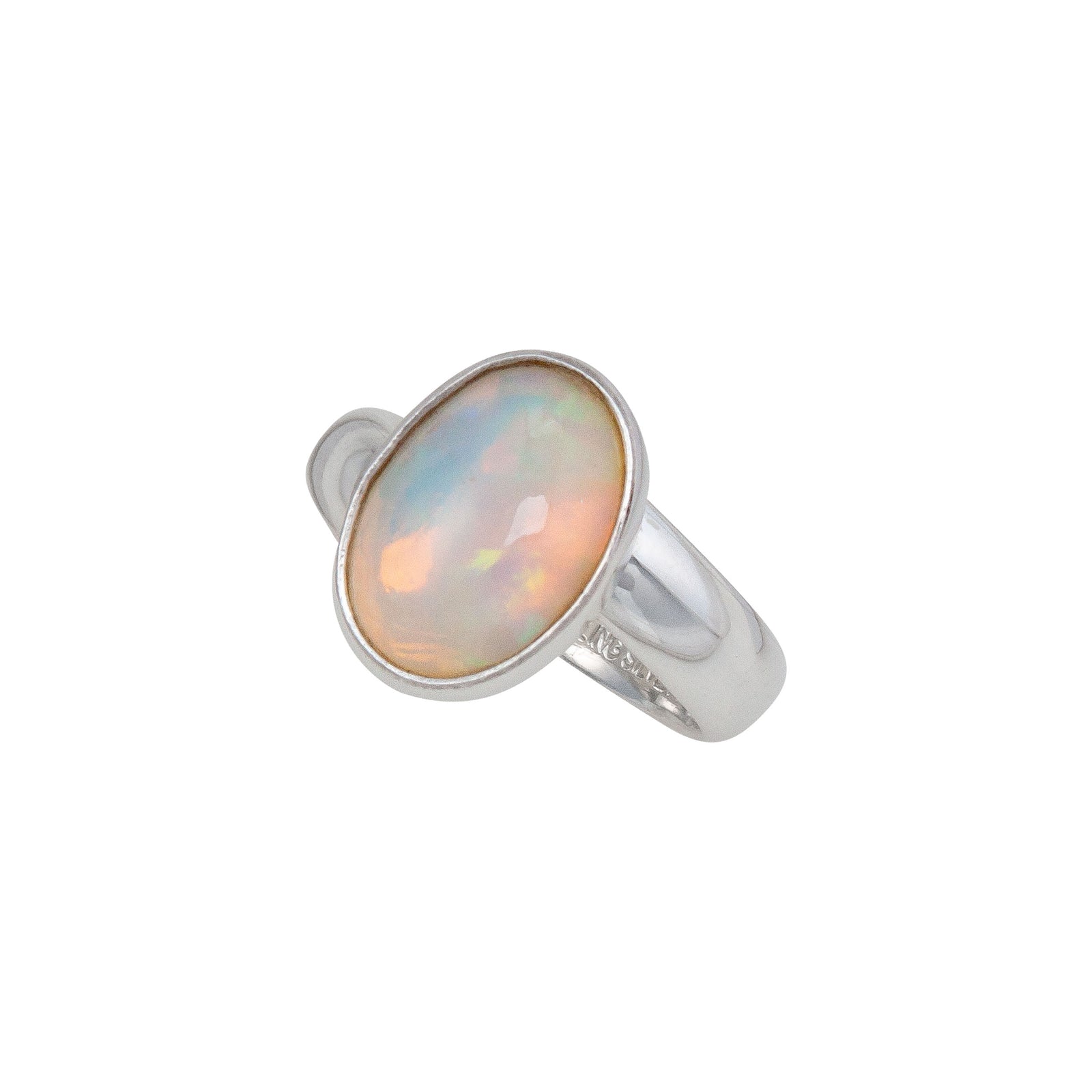 Sterling Silver Oval Ethiopian Opal Adjustable Ring | Charles Albert Jewelry
