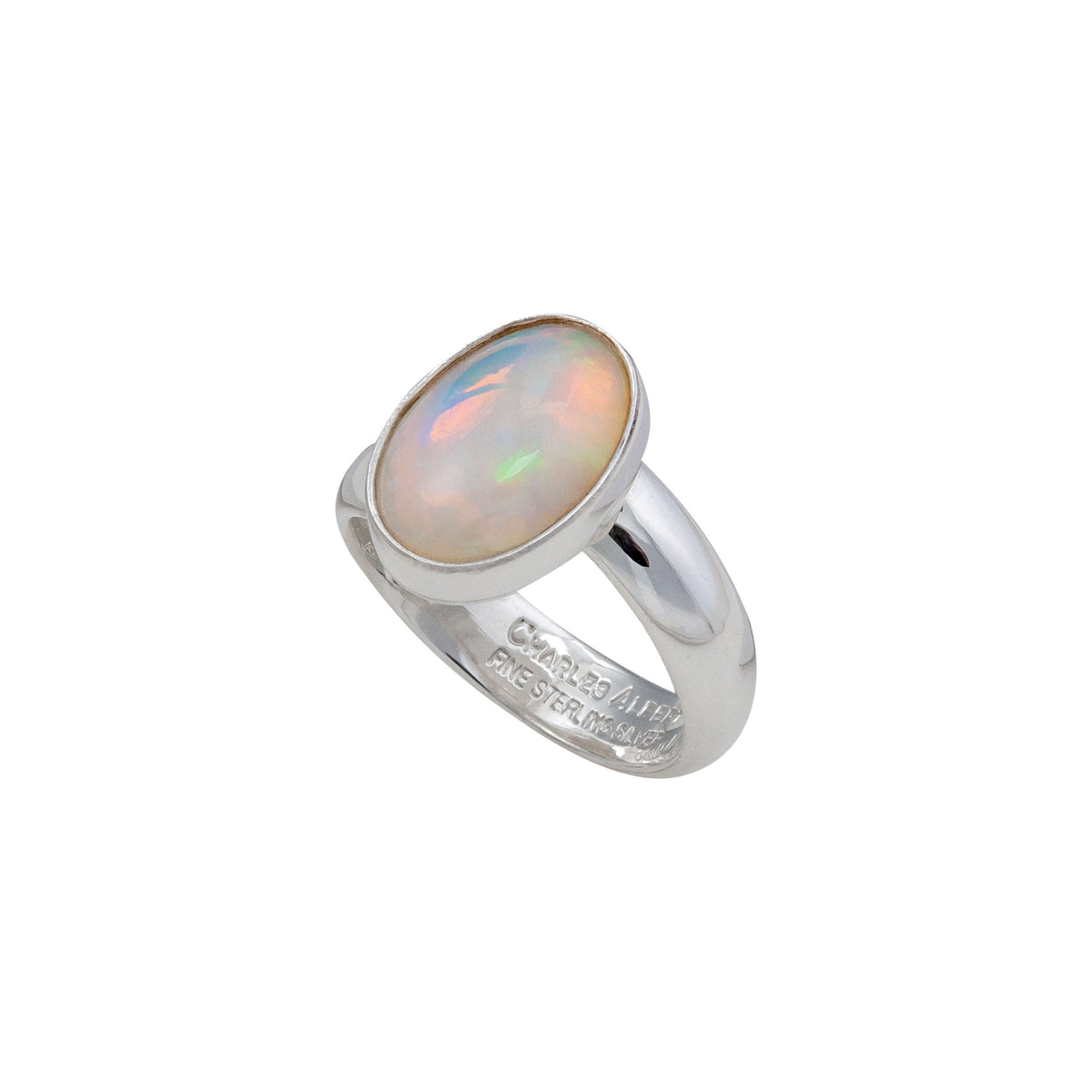 Sterling Silver Oval Ethiopian Opal Adjustable Ring | Charles Albert Jewelry