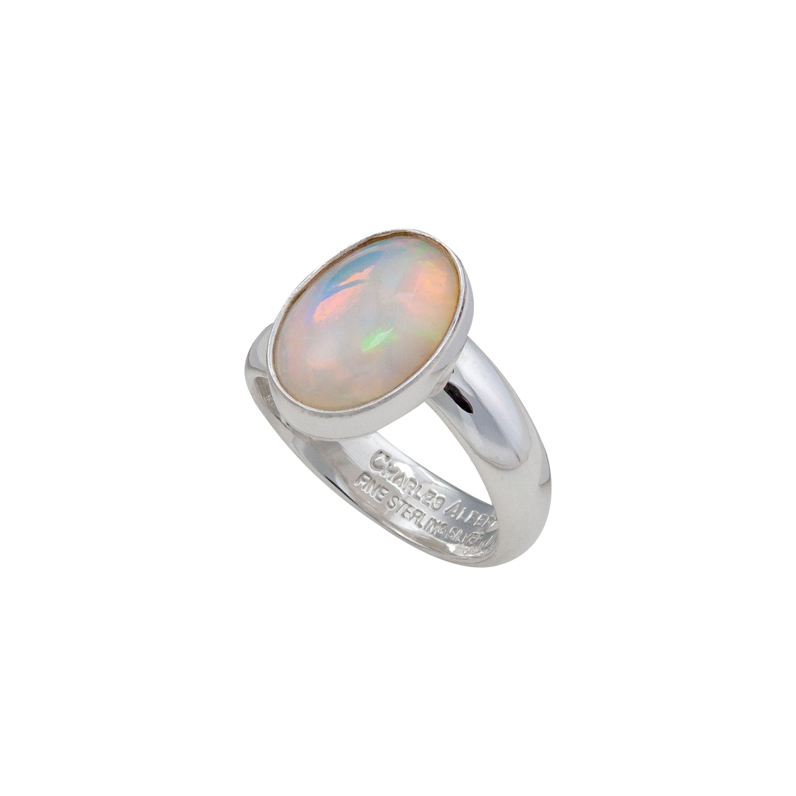 Sterling Silver Oval Ethiopian Opal Adjustable Ring | Charles Albert Jewelry