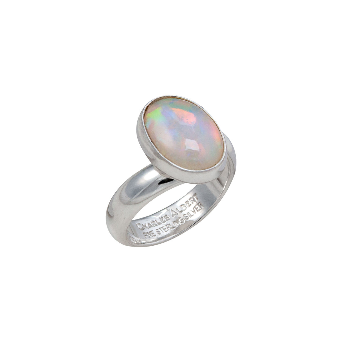 Sterling Silver Oval Ethiopian Opal Adjustable Ring | Charles Albert Jewelry