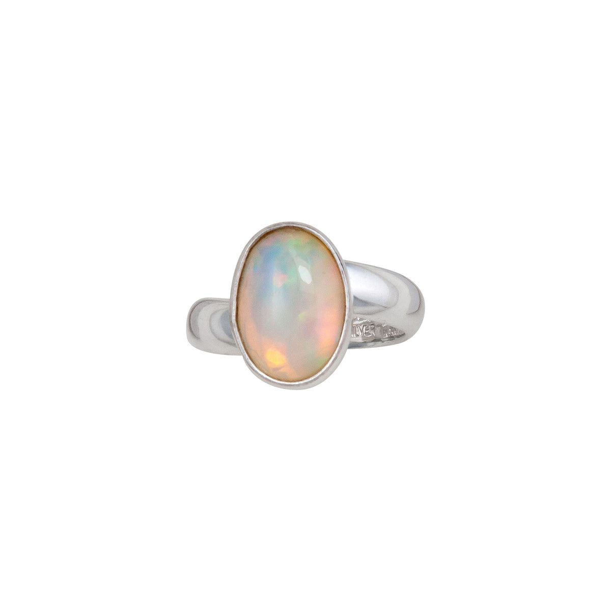 Sterling Silver Oval Ethiopian Opal Adjustable Ring | Charles Albert Jewelry