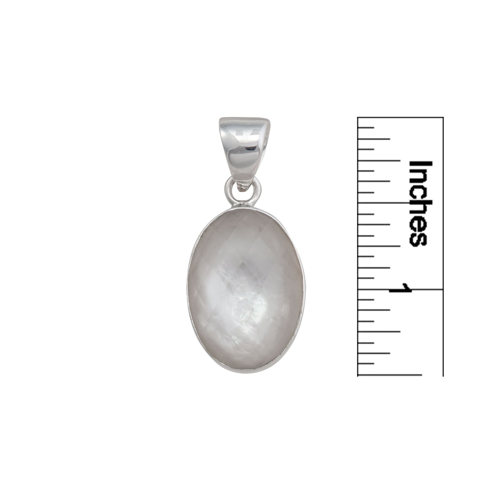 Sterling Silver Faceted Mother of Pearl Oval Pendant | Charles Albert Jewelry