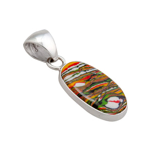 Sterling Silver Green Fordite Oval Pendant | Charles Albert Jewelry
