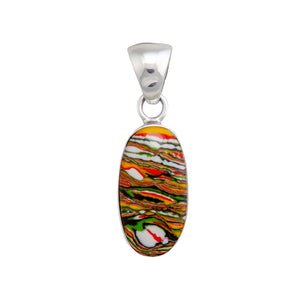 Sterling Silver Green Fordite Oval Pendant | Charles Albert Jewelry