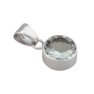 Sterling Silver Green Amethyst Round Pendant