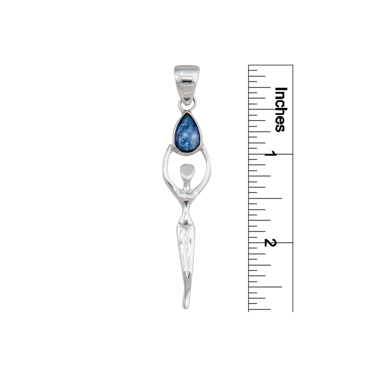 Sterling Silver Kyanite Teardrop Goddess Pendant | Charles Albert Jewelry