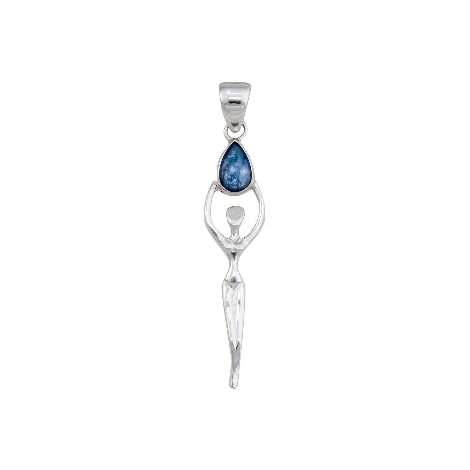 Sterling Silver Kyanite Teardrop Goddess Pendant | Charles Albert Jewelry